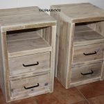 Nachtkastjes "Lotte" met dubbele lades en zwarte handgrepen